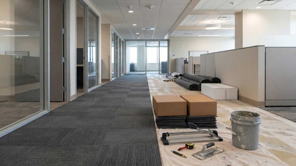 Carpet flooring installation in a San Diego building