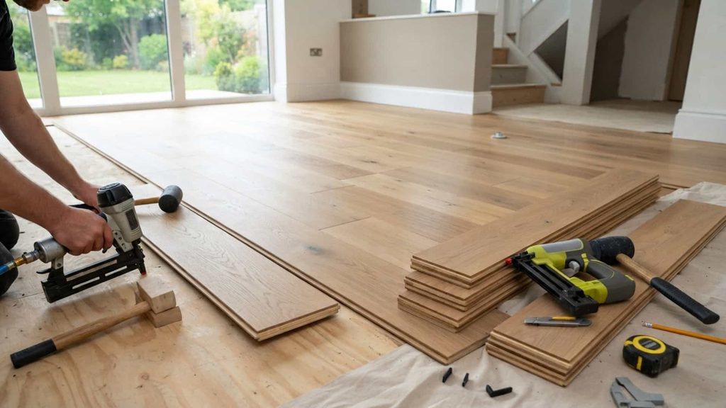Engineered hardwood flooring installation