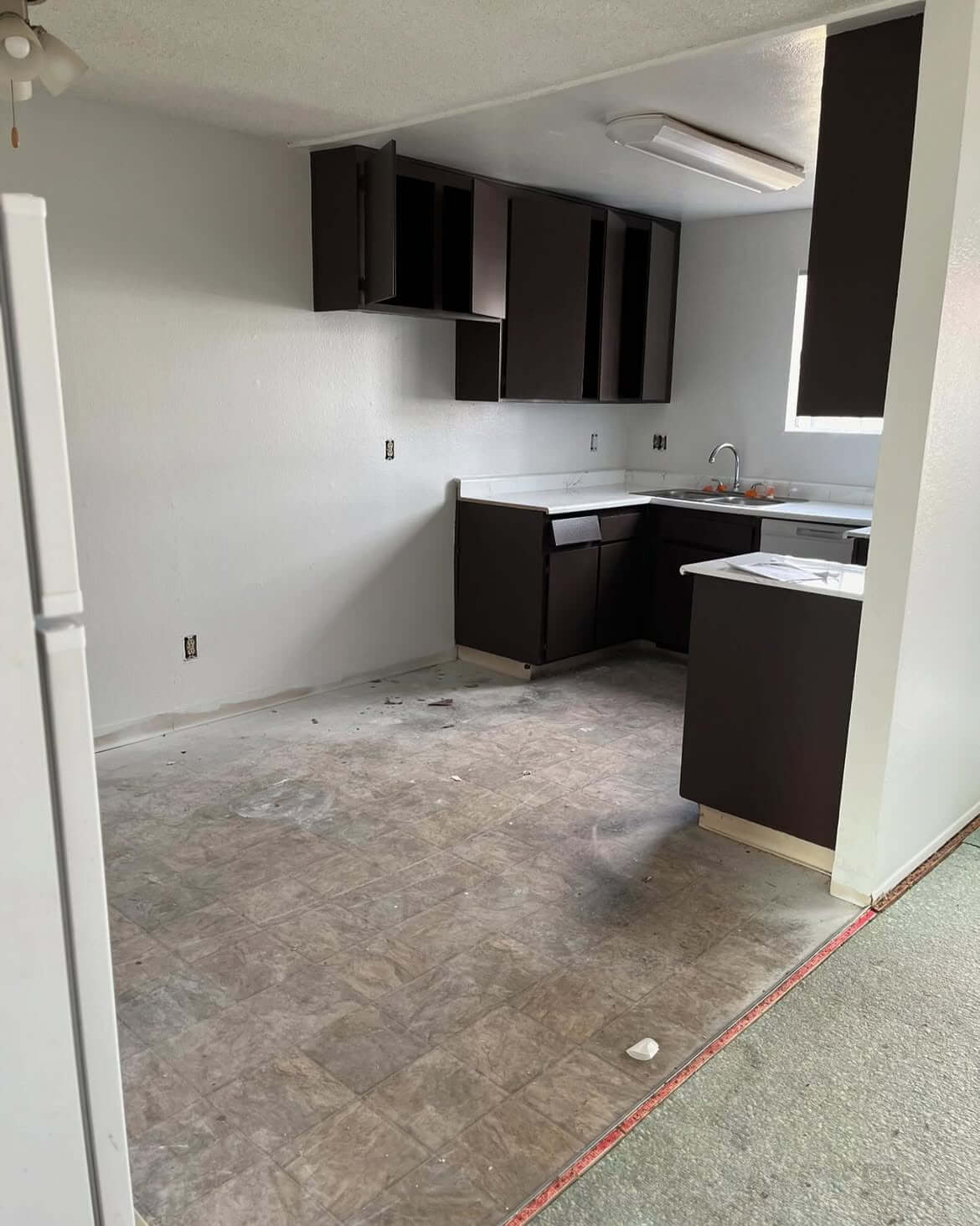 LVP flooring installation before the final result